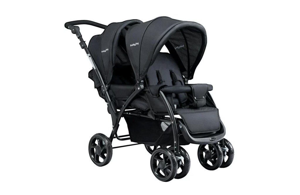 Babyjoy Double Stroller Foldable Baby Twin Lightweight Travel Stroller Infant Pushchair Black