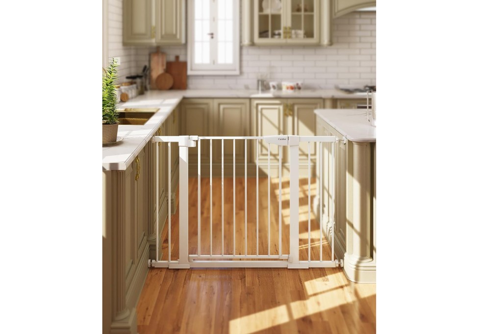 a white gate in a kitchen