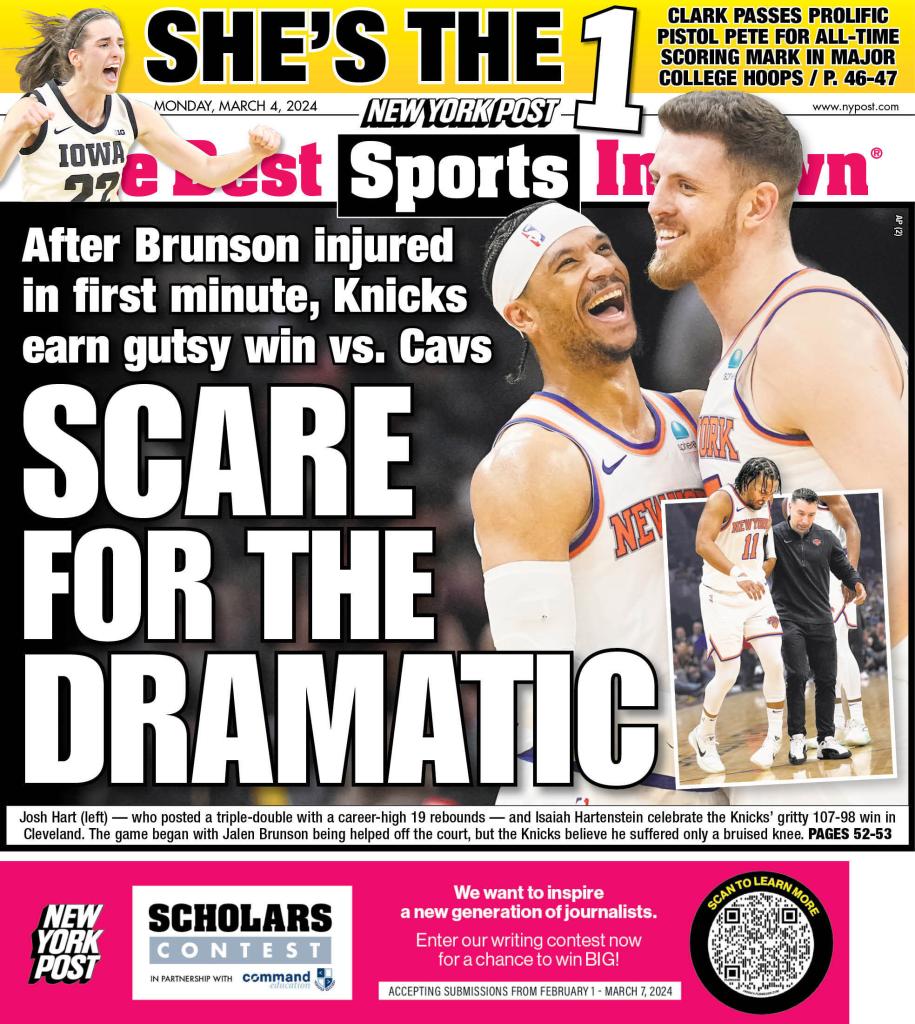 The back cover of the New York Post on March 4, 2024