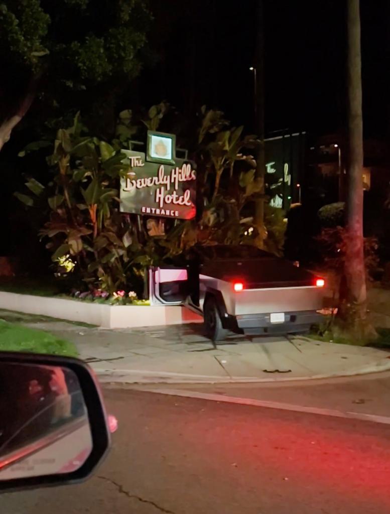 Beverly Hills Police said a Tesla Cybertruck was involved in a two-vehicle crash late Sunday night. 