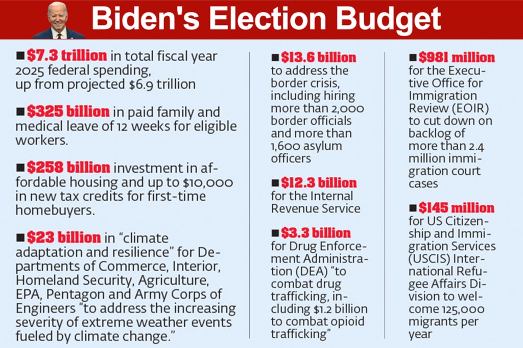 The breakdown of President Biden's budget proposal for the fiscal year 2025.