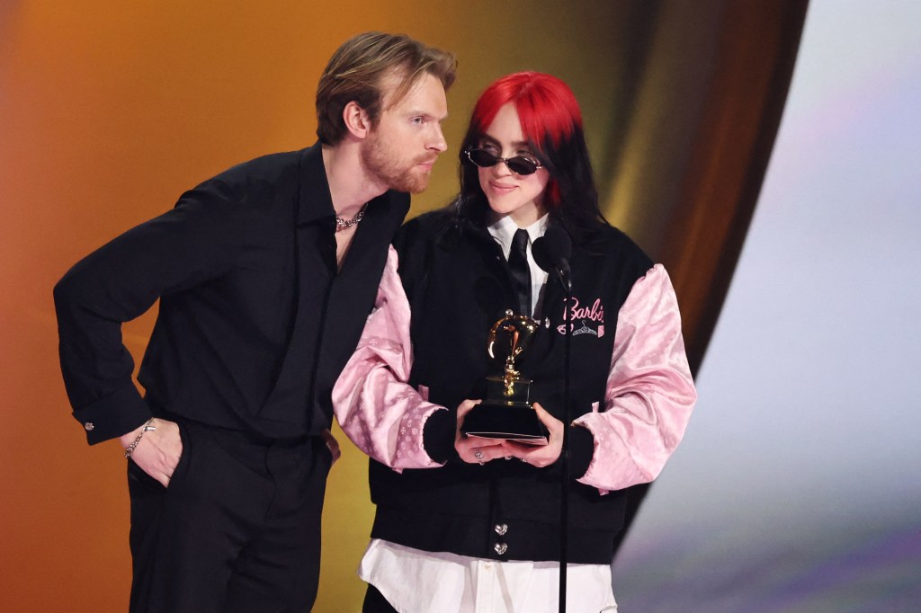 Finneas and Billie Eilish at the 2024 Grammys.