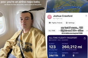 New Jersey grocer Joshua Crawford became the envy of airplane passengers everywhere after revealing that he's a United Airlines "nepo baby," who enjoys free flights, first class upgrades and other incredible perks like a Roman Emperor at 30,000 feet.