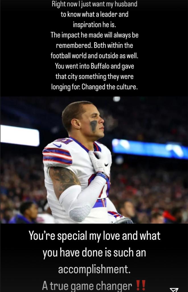 Rachel Bush shared an emotional tribute to her husband Jordan Poyer after the All-Pro safety was released by the Buffalo Bills on March 6, 2024.