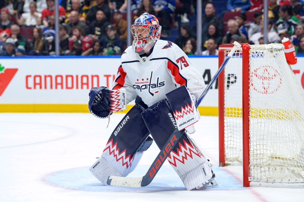 Charlie Lindgren #79 of the Washington Capitals