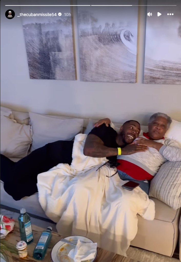 Aroldis Chapman raised eyebrows with a recent social media post, which featured a video of him caressing an older woman on a couch. 