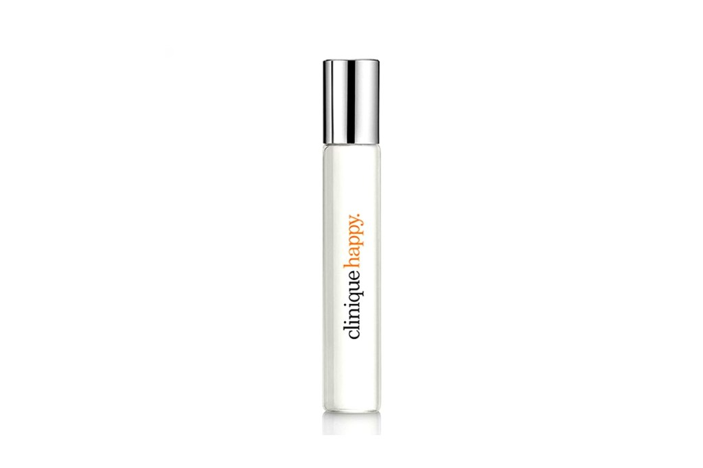 A white bottle with orange writing - Clinique.