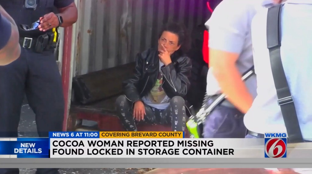 Marlene Lopez seen sitting inside container after Cocoa police arrived 