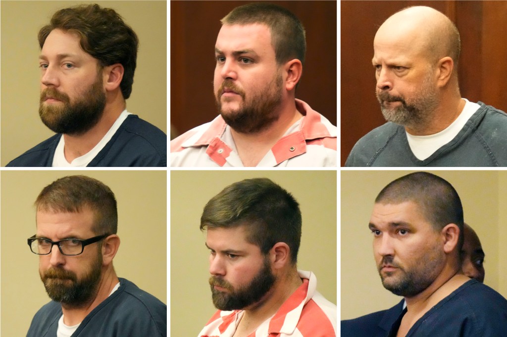 (From top left) Former Rankin County sheriff's deputies Hunter Elward, Christian Dedmon, Brett McAlpin, Jeffrey Middleton, Daniel Opdyke and former Richland police officer Joshua Hartfield pleaded guilty to federal charges for torturing Michael Jenkins and Eddie Parker.
