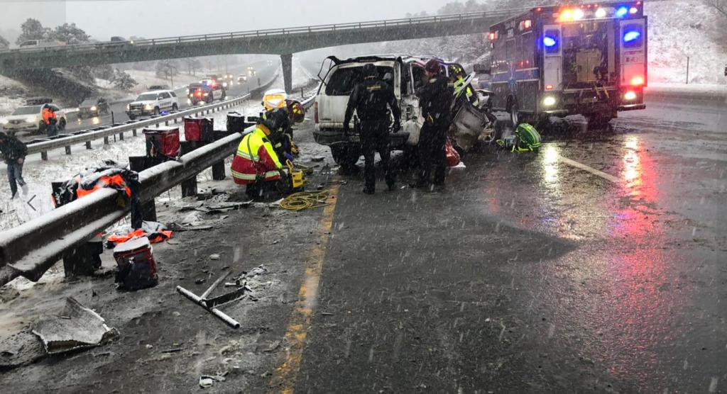 Melted snow froze into black ice and caused a multi vehicle accident in Clear Creek County on I-70 in the mountains.