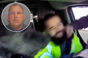 Dashcam footage from Thomas Brocuglio’s company van caught Meriden Police Department Corporal Allen Ganter stopped at a red light in Rocky Hill.