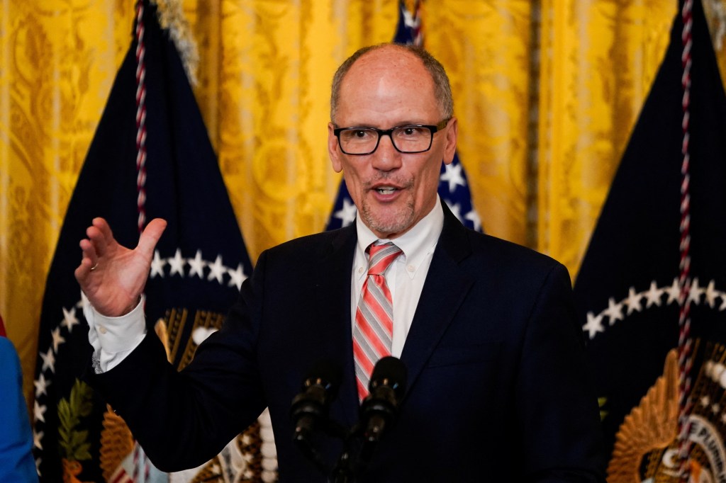 Tom Perez speaking at National Governors Association winter meeting in White House.