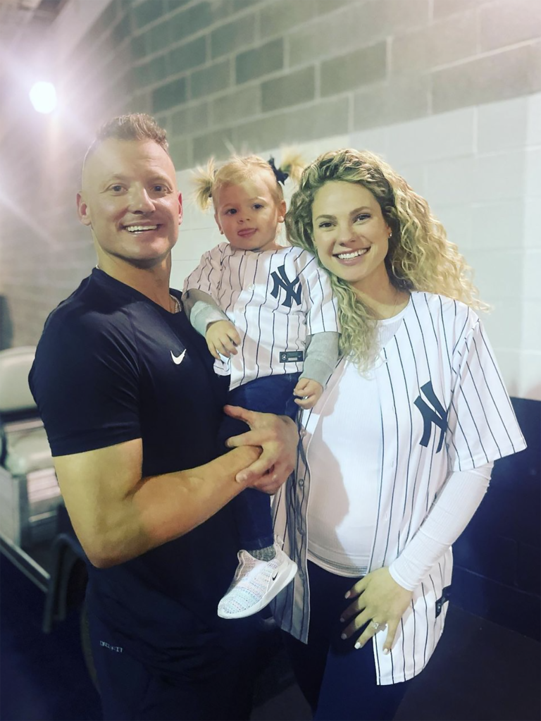 Josh Donaldson with his wife and daughter.