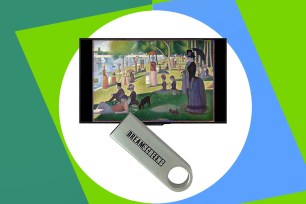 A flash drive with a picture of a painting.