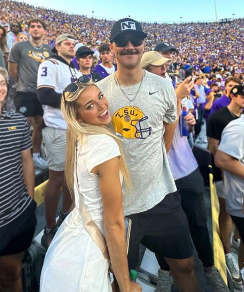 Paul Skenes and Olivia Dunne at an LSU football game. 