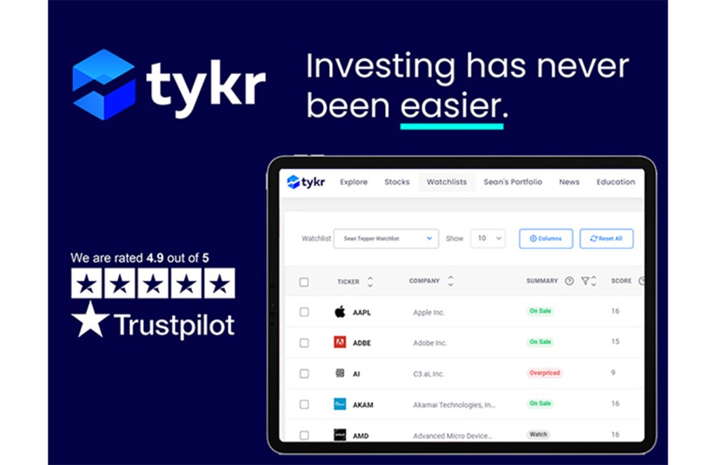 Tykr Stock Screener: Premium Plan Lifetime Subscription


