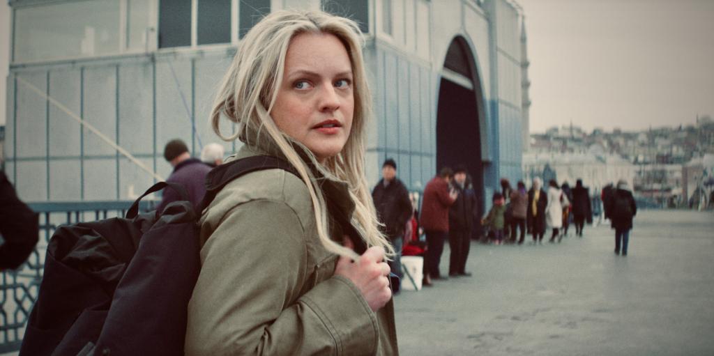 Elisabeth Moss looking determined. 