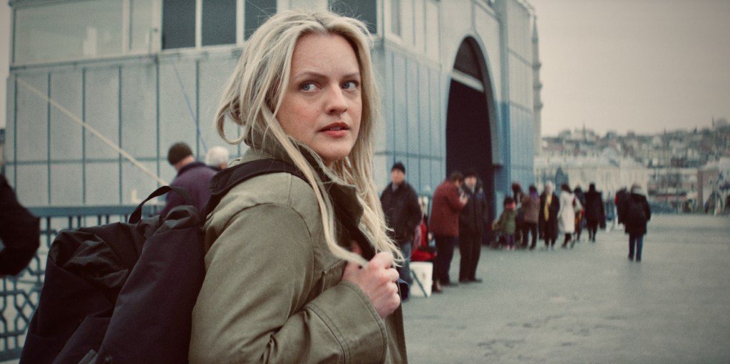 Elisabeth Moss looking determined. 