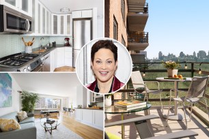 Inset of Ellie Krieger over shots of her UWS condo.