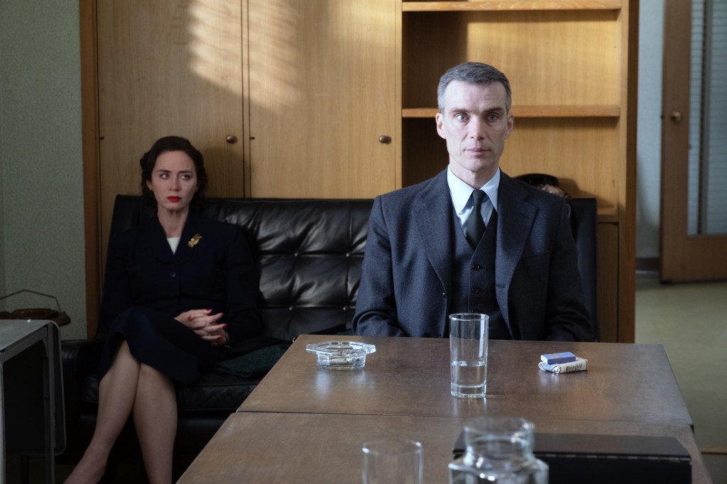 A scene from Oppenheimer with Emily Blunt and Cillian Murphy.