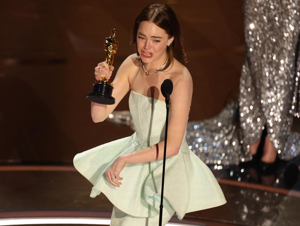 "The women in this category, Sandra [Hüller], Annette [Bening], Carey [Mulligan], Lily — I share this with you. I'm in awe of you, and it has been such an honor to do all of this together," the "La La Land" star said through several tears. "I hope we get to keep doing more together." 