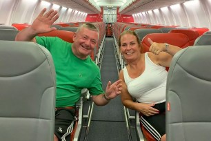 UK couple Kevin and Sam McCuillon became the envy of flyers everywhere after having a whole flight to themselves, essentially allowing .