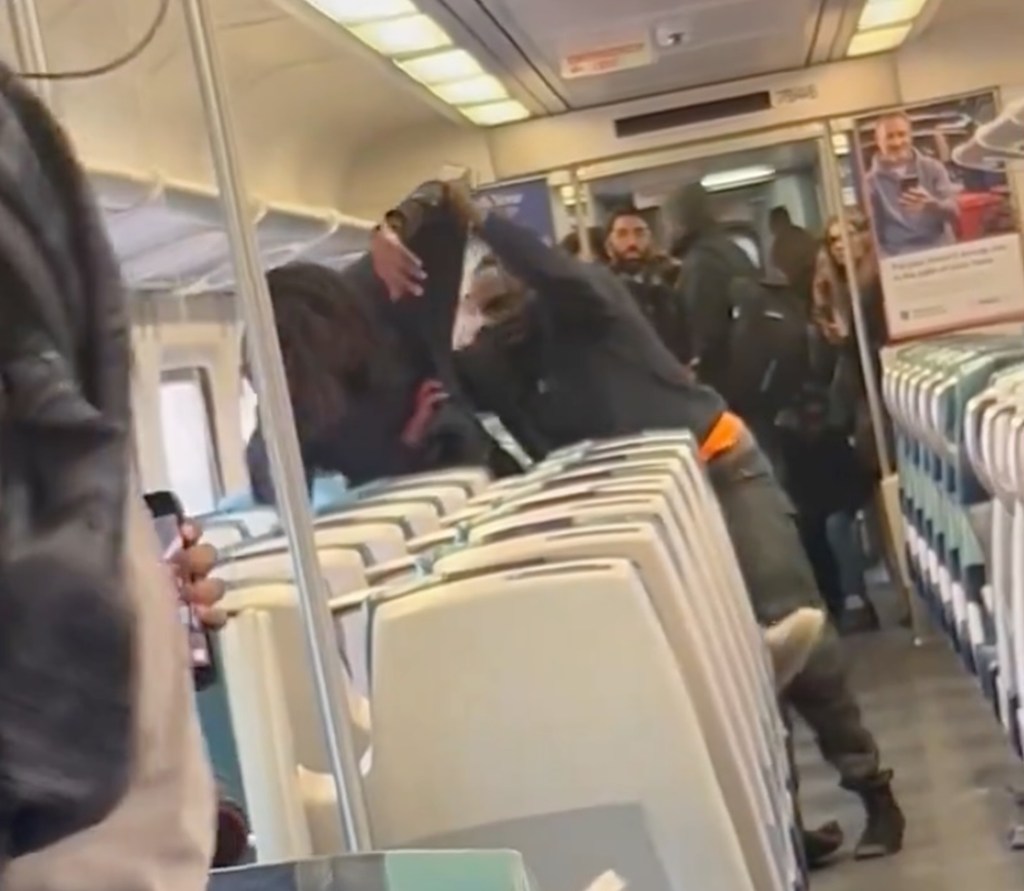 An LIRR rider was slashed in the face on a train in Queens on Monday in a horrifying caught-on-video attack.