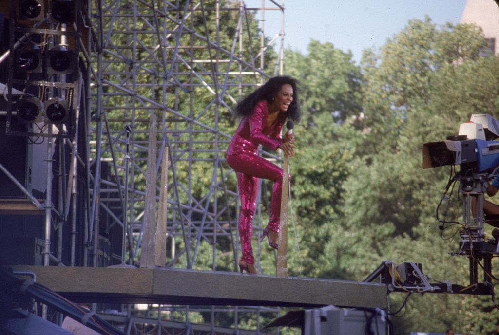 Diana Ross at her Central Park concert in 1983.