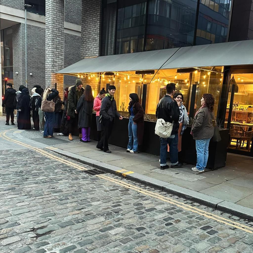 The line outside Lucky Ramen and Sushi.