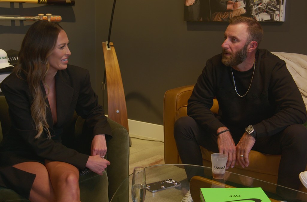 Dustin Johnson and Paulina Gretzky in season two of the Netflix golf docuseries, “Full Swing.” 
