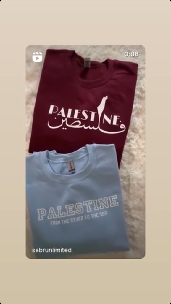  “From The River To The Sea, Palestine Will Be Free” merchandise.