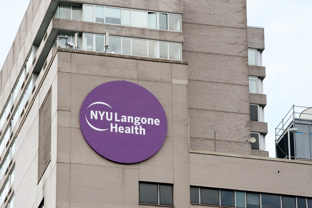 A general view of an NYU Langone Health sign in New York, NY on May 14, 2020. (Photo/Christopher Sadowski)
