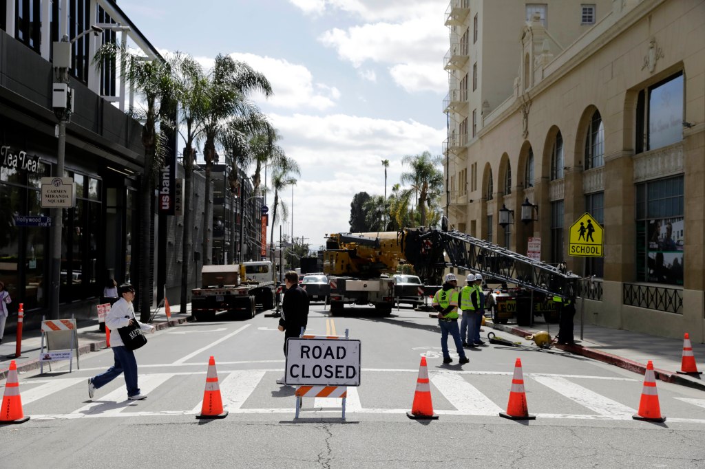 Road closed off around Dolby Theater.