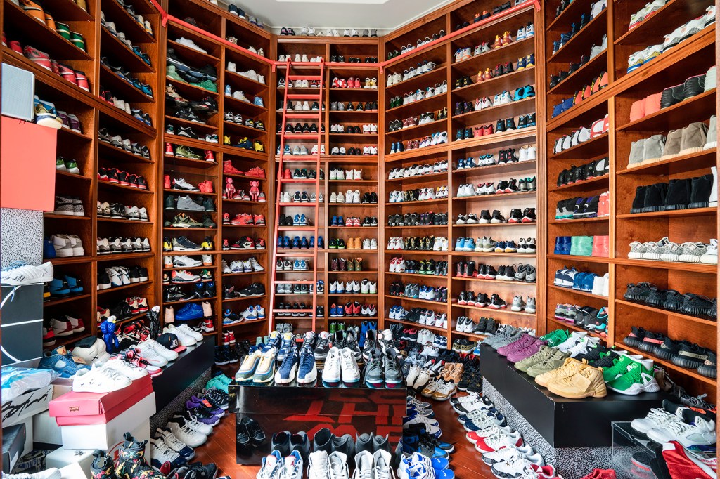 DJ Khaled's custom sneaker shrine.