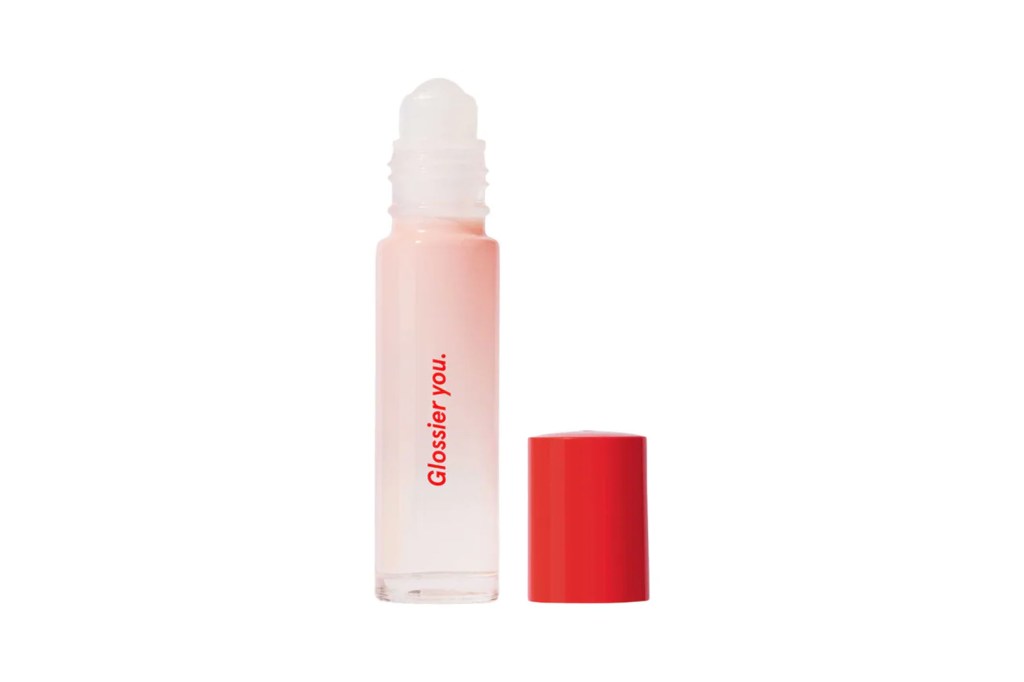 a close-up of a bottle from Glossier