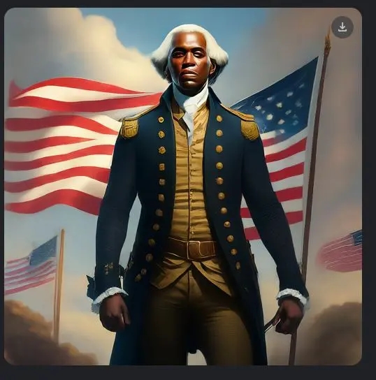 Black George Washington image generated by chatbot.