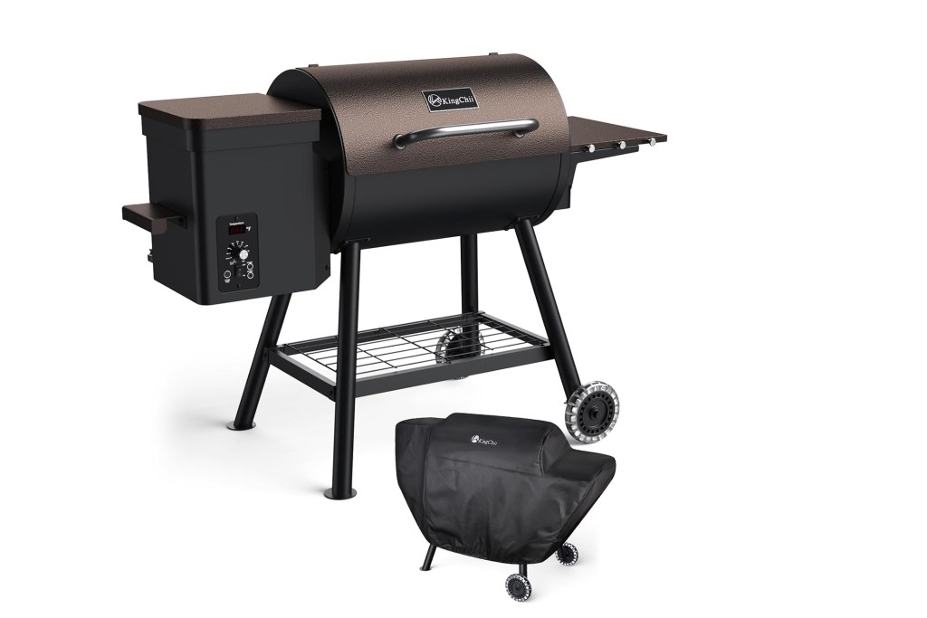 A barbecue grill with a cover