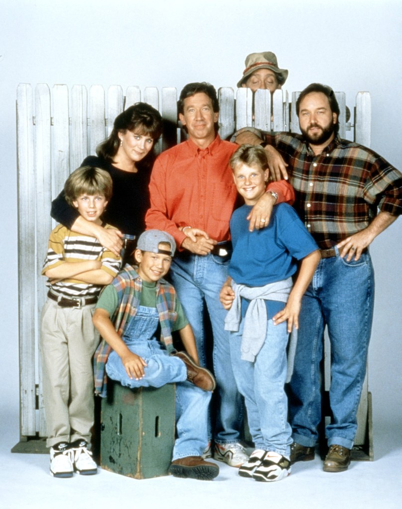 The cast of "Home Improvement": Taran Noah Smith (left), Patricia Richardson, Jonathan Taylor Thomas, Tim Allen, Zachery Ty Bryan, Earl Hindman (in the hat) and Richard Karn.