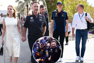 Geri Halliwell and Christian Horner; Max Verstappen and Jos Verstappen