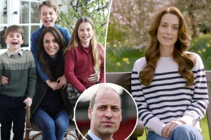 Prince William and Prince George sitting on a bench, looking troubled in response to Kate Middleton's cancer diagnosis announcement