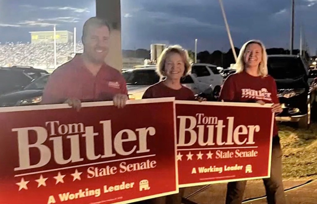 Lewter campaigning for the state senator. 