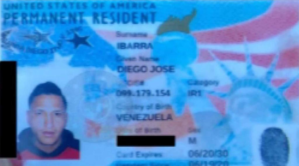 Ibarra was arrested when he presented a fake green card to police.