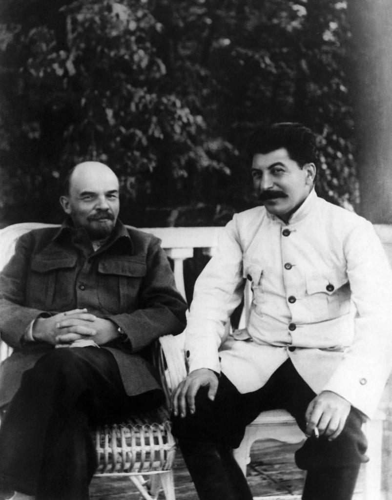 Millions perished under Stalin's rule. Stalin is seen right with Vladimir Ilyich Lenin, founder of the Soviet state.