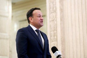 Ireland's Prime Minister Leo Varadkar holds a press conference in Stormont Parliament Buildings in Belfast, Northern Ireland, February 5, 2024.