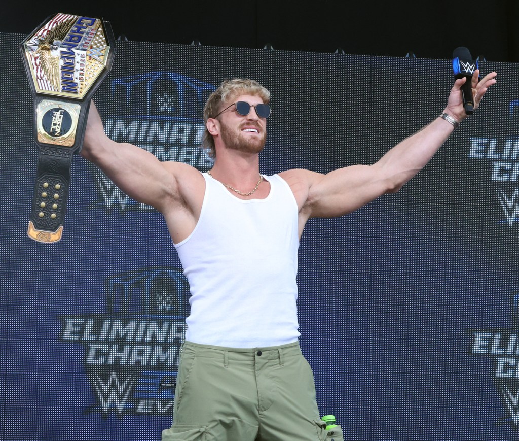 Logan Paul at the WWE Elimination Chamber Press Conference in Perth, Western Australia.