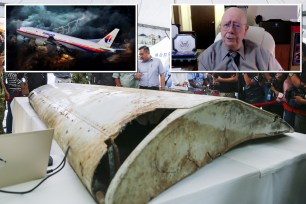 Collage of MH370 wreckage piece and Alan Diehl