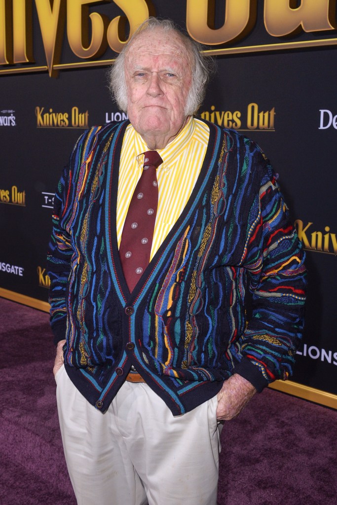 M. Emmet Walsh in a colorful sweater arriving at the premiere of Lionsgate's 'Knives Out' at Regency Village Theatre on Nov. 14, 2019, in Westwood, California.