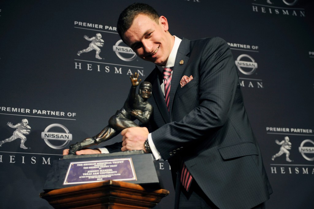 Johnny Manziel won the Heisman Trophy in 2012 after his freshman season with Texas A&M.