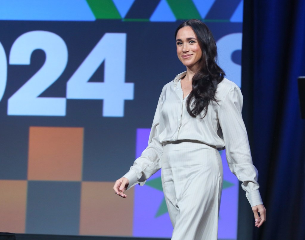 Meghan, The Duchess of Sussex walking on stage for a keynote at the South by Southwest Conference in Austin, Texas.