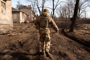 Members of an artillery brigade carry out their attack routine very close to the Chasiv Yar front